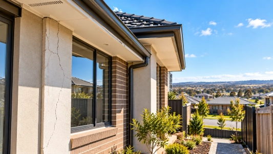 Modern Australian home in Craigieburn showing exterior wall cracks, roof tiles and guttering as key areas checked during a building inspection.